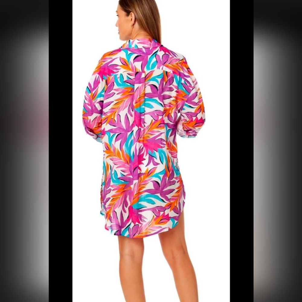 Anne Cole Vibrant Pink and Orange Swim Cover-Up Size M - Picture 2 of 4